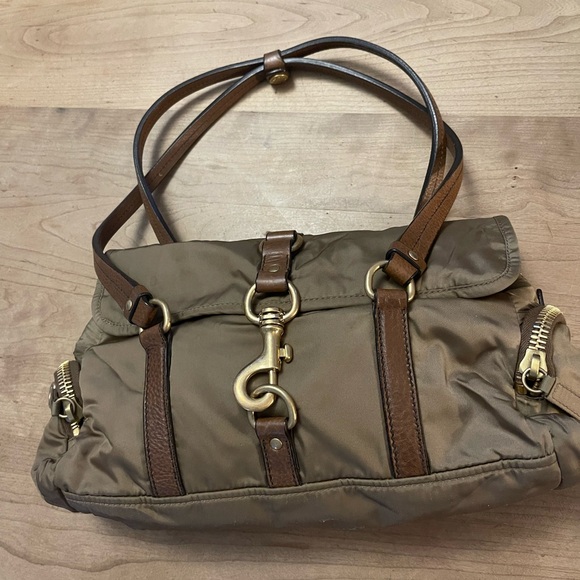 MIU MIU Khaki Pattina nylon handbag with leather trim. - Picture 9 of 9